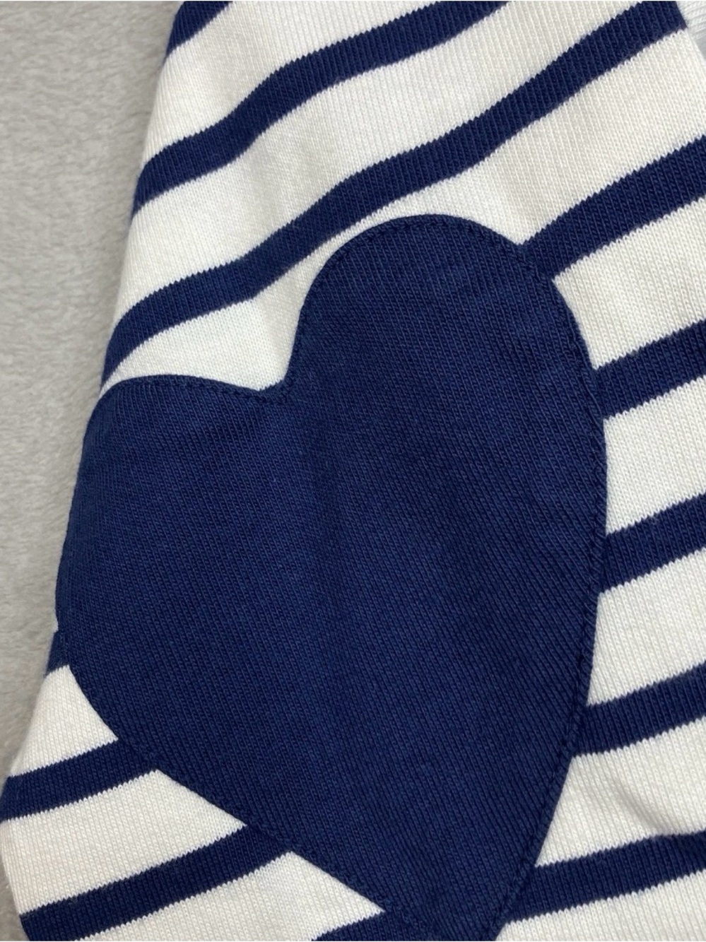 J.Crew NWT Boatneck Heart Elbow Patch Breton Navy White Coastal Top Small - Picture 4 of 11